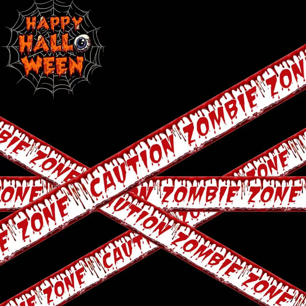 Halloween Warning Tape Signs Banner Halloween Props Window Prop Danger Warning Line Halloween Decoration Supplies