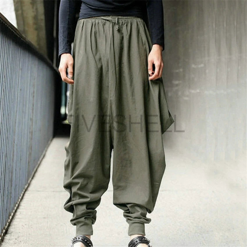 Medieval Costume Knight Costume Trousers News Men Haroun Joggers Vintage Pants Samurai - Color 1 / XL