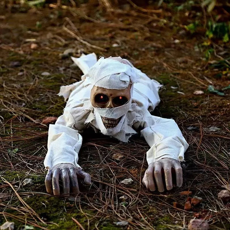 Scary Crawling Mummy Figurine With LED Red Eyes Halloween Indoor Home Decor - product image 2