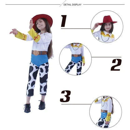 Movie Story Jessie Cosplay Costumes Cowgirl Bodysuits Hat Suits Halloween Cowboy Woody Roleplay Party Clothing