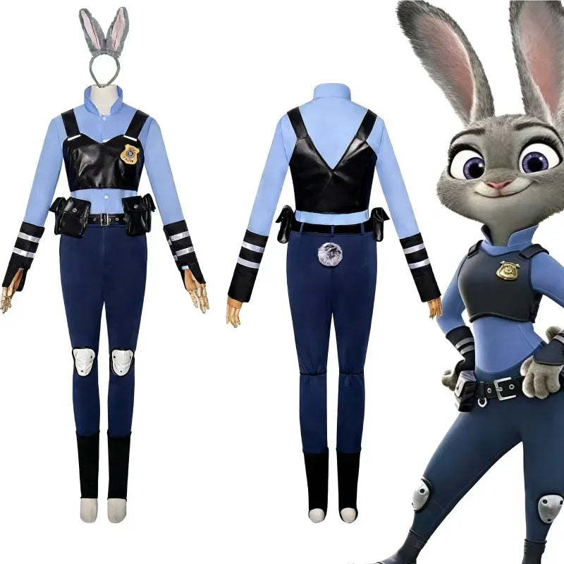 Animated Animal City Rabbit Police Officer Police Uniform Kids Adults Cute Cosplay Costume,