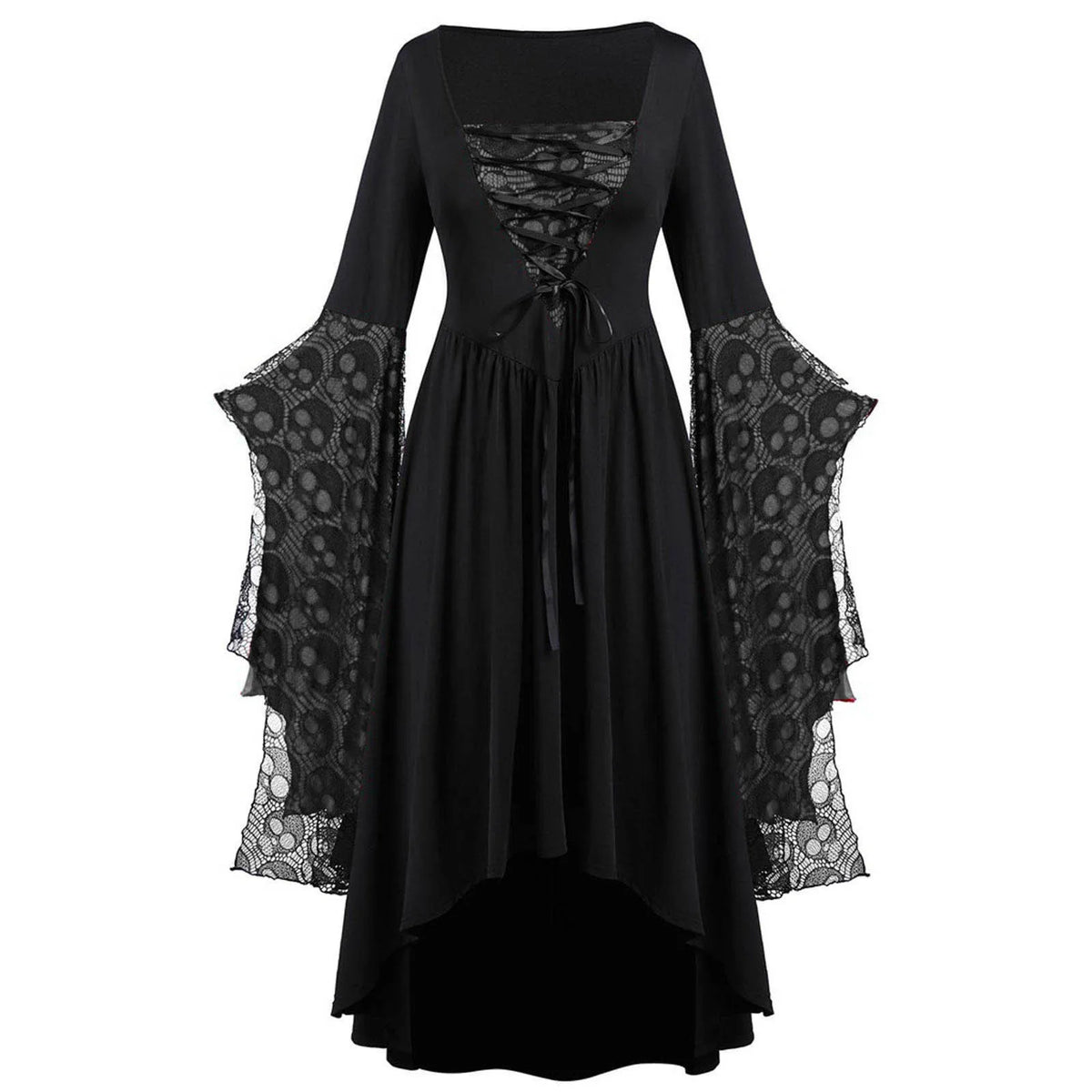 Gothic Dresses Women Vintage Witch Vampire Dress Dresses Up Carnival Dress Trumpet