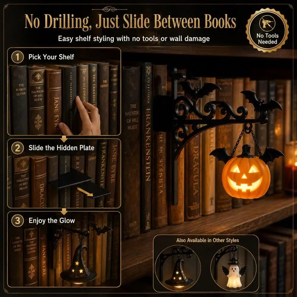 Cozy Ghost Shape Halloween Library Shelf Lanterns Cut Figurine Miniature - product image 3