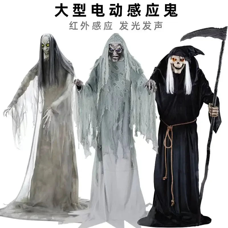 Decoration Large Electric Skull Sensing Sound Ghost Witch Pumpkin Man