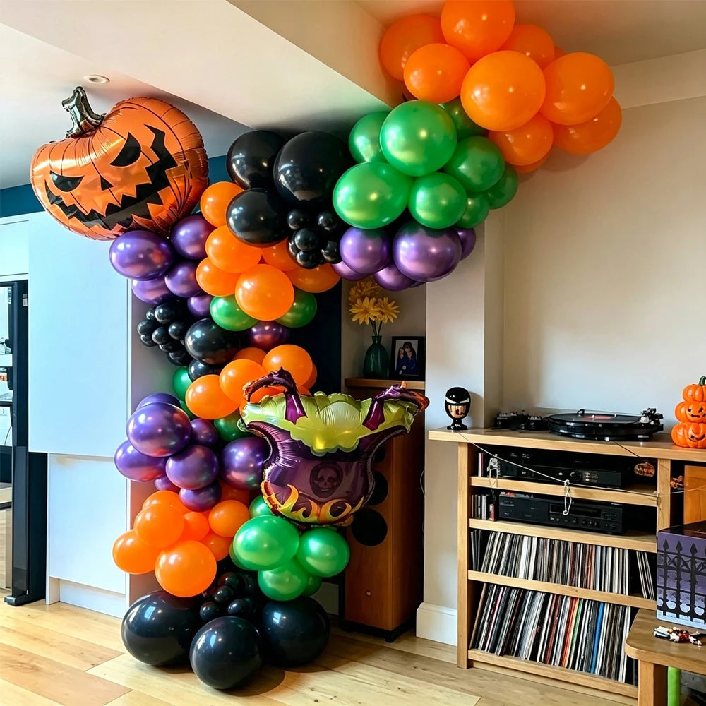 Classic Halloween Color Scheme balloon Set, Pumpkin Head Witch Hat Aluminum - product image 2