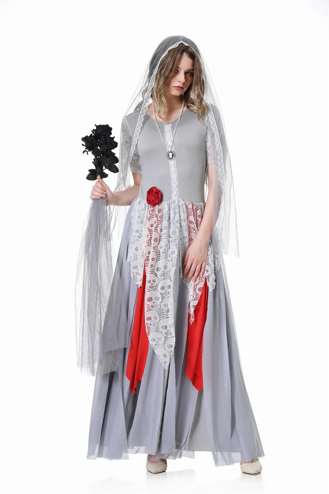Adult Womens Spooky Spectral Bride Dress Halloween Themed Roleplay Outfit For - product image 4
