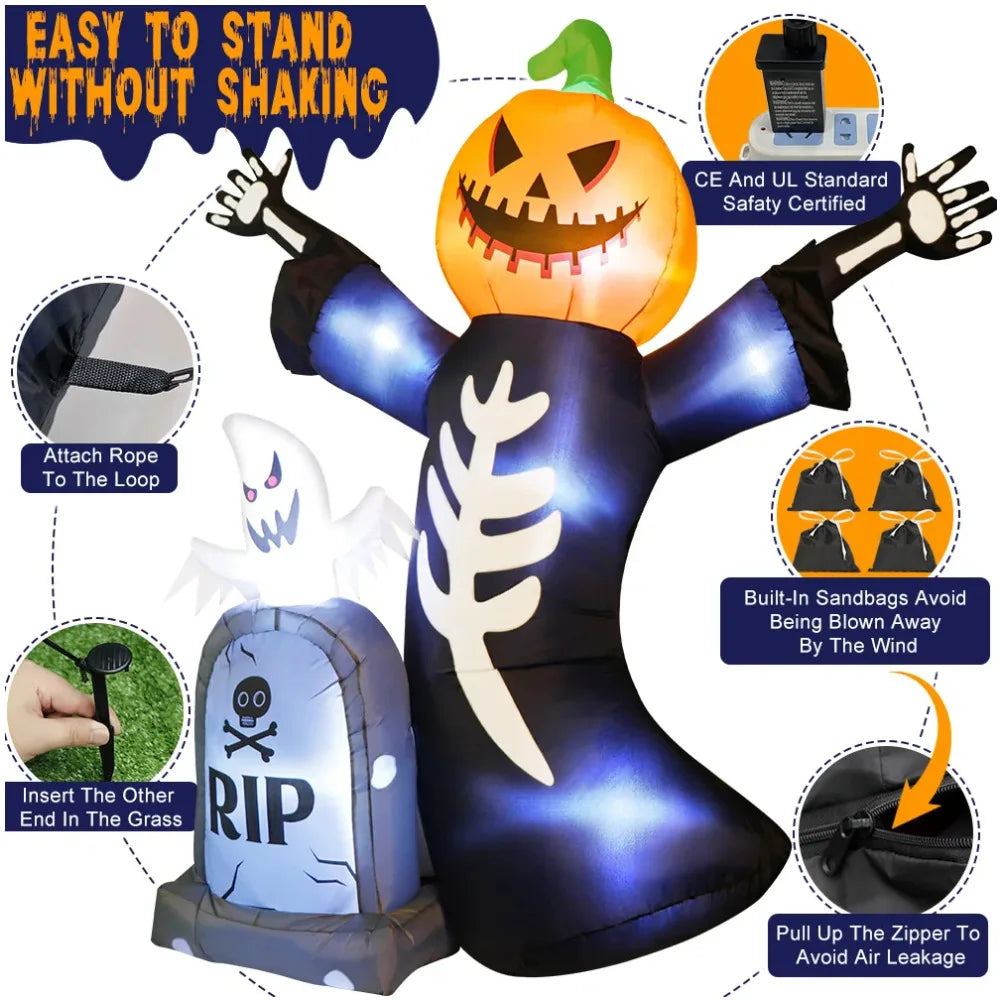 5/8FT Inflatable Decor Tombstone Ghost Pumpkin Skull Decoration