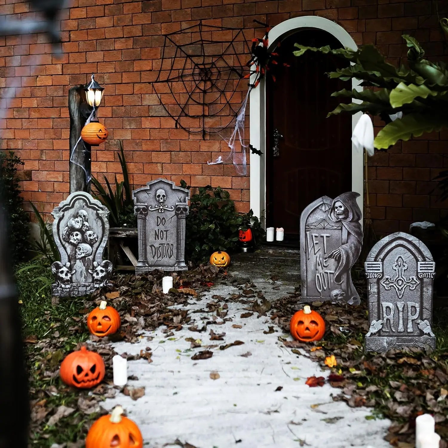 Halloween Tombstone Yard Sign Decorations with Stakes Skeleton Grim Reaper Pattern Halloween Party Decor Lawn - product image 5