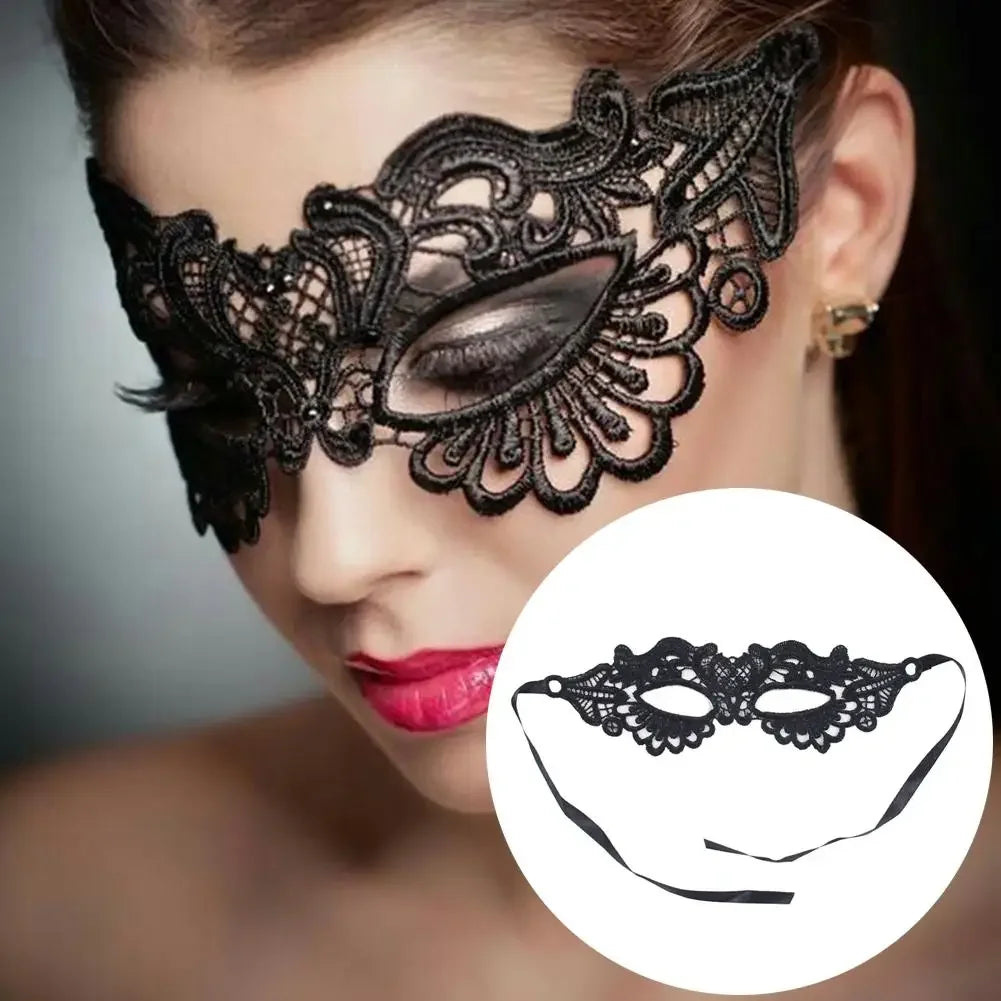 Women's 1Pc Makeup Ball Lace Mask Half Face Cloak Costume - alternate view 5