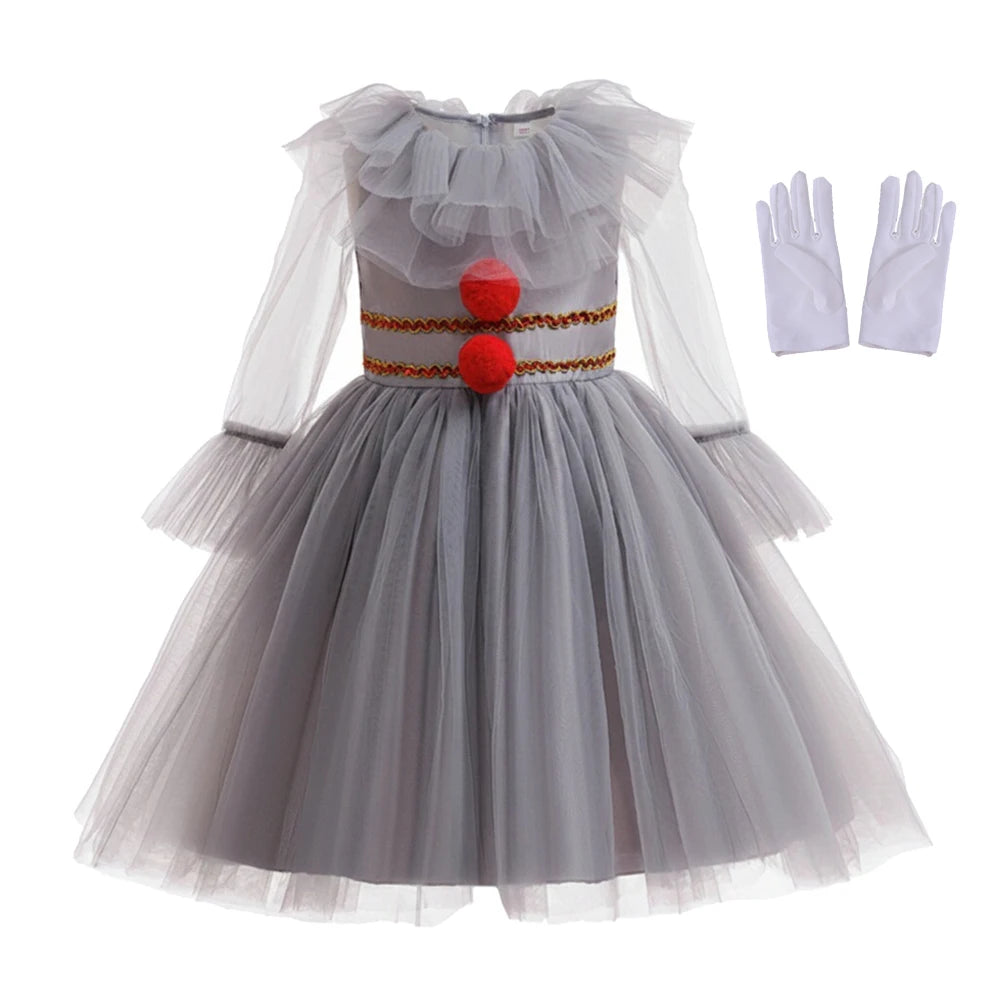 Boys Girls Costume Scary Clown Halloween Costume Kids Kids Costume Dress Up - 4 PCS B / 5-6T(130)