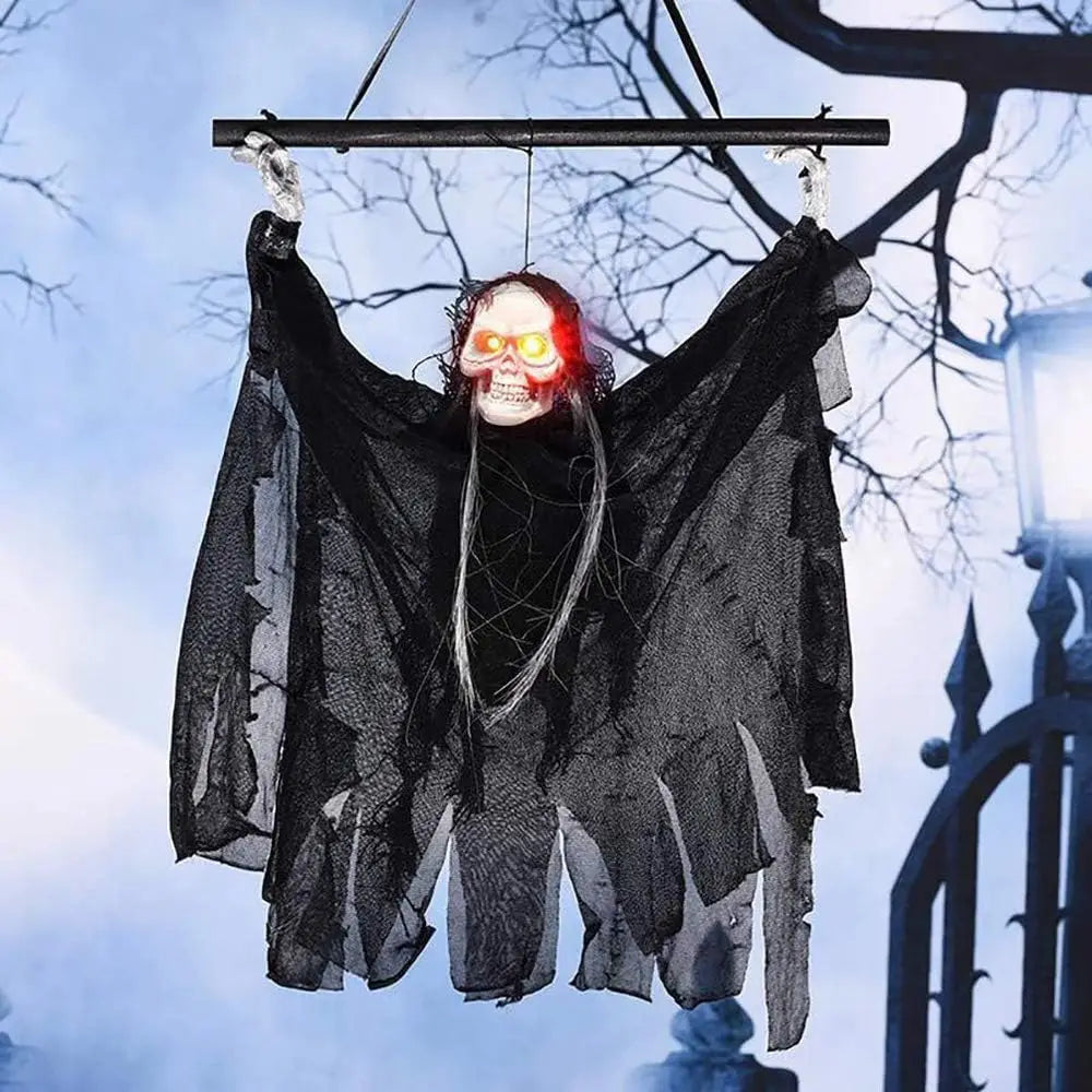 Light-Up Skull Hanging Ghost Halloween Decoration - product image 2