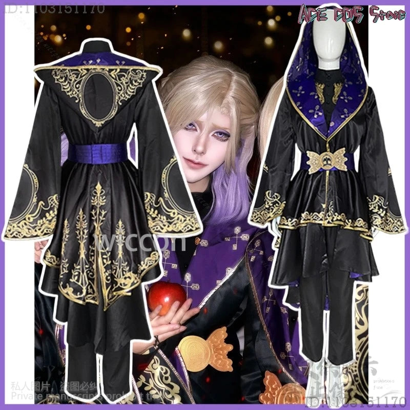 Anime Twisted Wonderland Costume Riddle Black Fancy Cloak Uniform Pants Headwear for - headwear / XL
