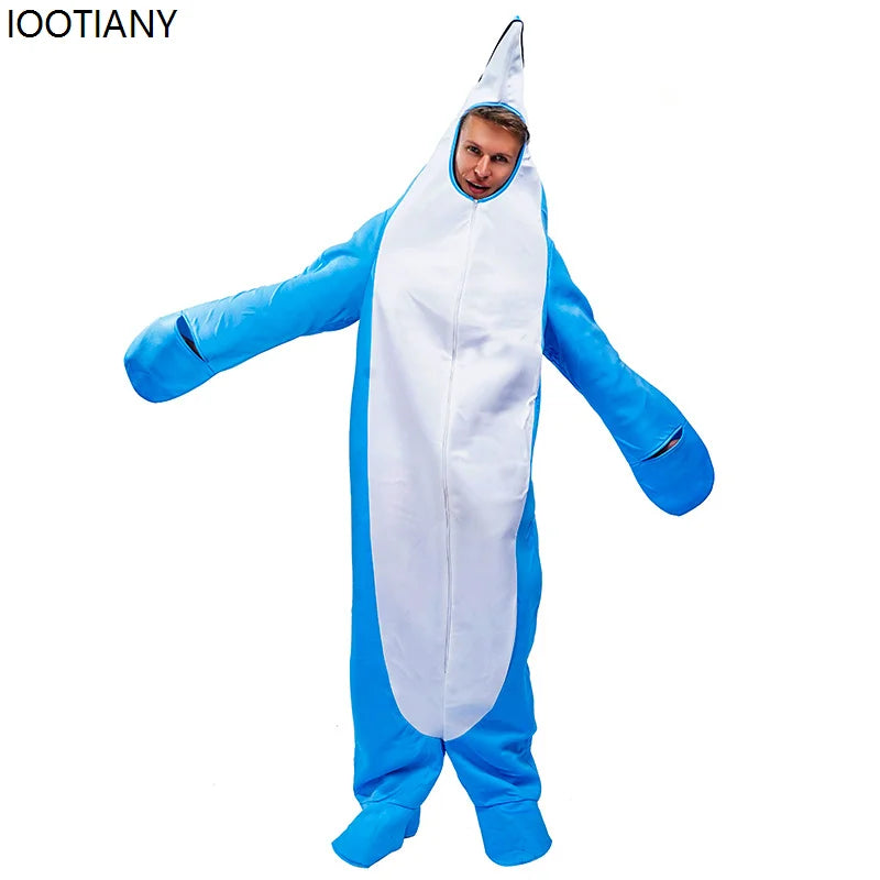 Halloween Shark Cosplay Jumpsuit Holiday Party Animal Fancy Dress Carnival Party Masquerade Stage Performance Dress Up New