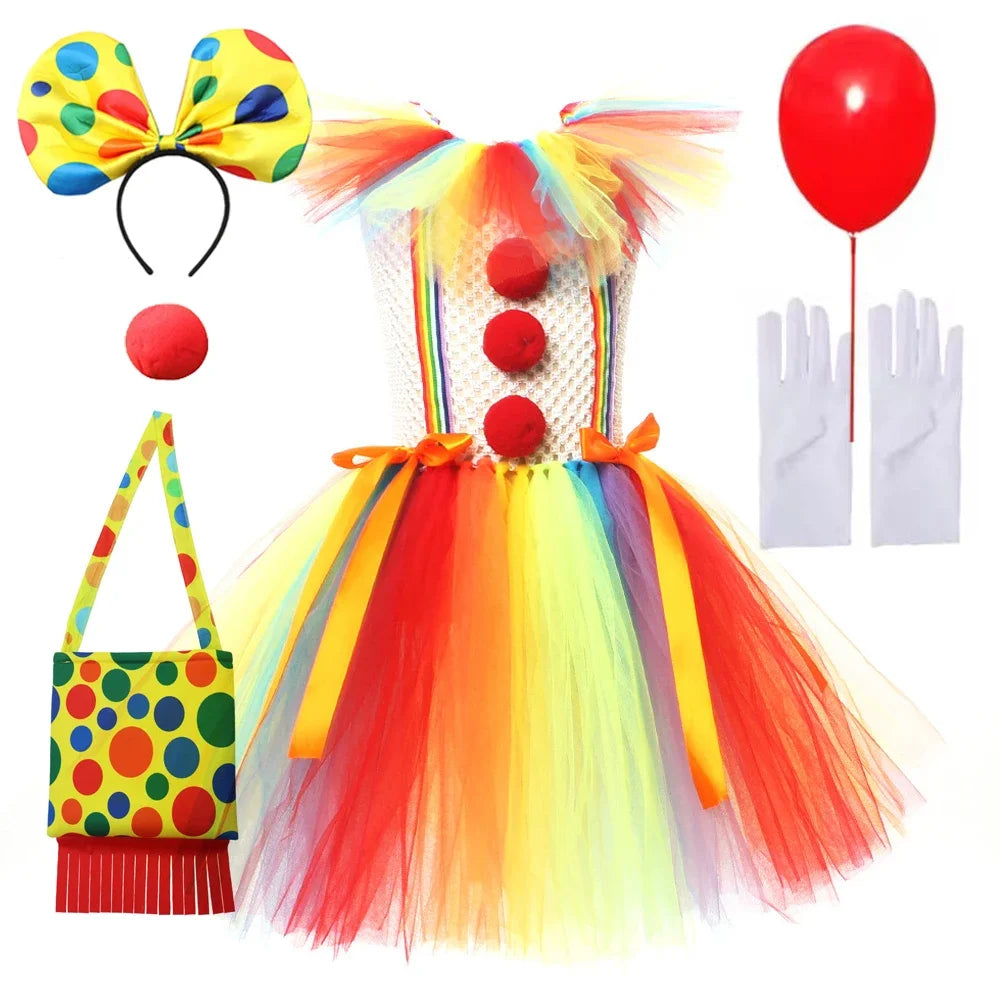 Clown Costumes Rainbow Tutu Dress for Kids Girls Circus Horror Clown - product image 8