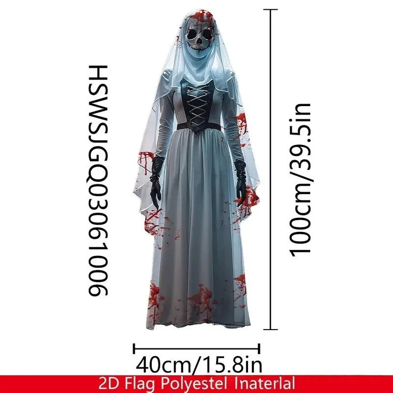 Halloween Horror Skull Bride Backdrop Gothic Skeleton Bride Photo Background - product image 7