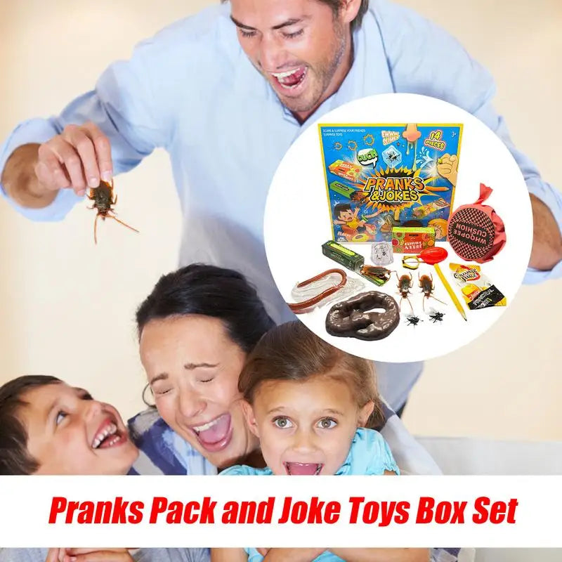 Joke Kit Pranks Pack Joke Toys Box Set Cockroach Roach Bug Whoopee Cushion April Fools Prank Stuff Noise Maker For Kids Adult