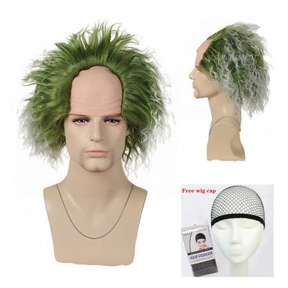 Adult Men's Costume Black and White Striped Suit with Wig for Halloween Costume Outfit - Costume and Wig / S