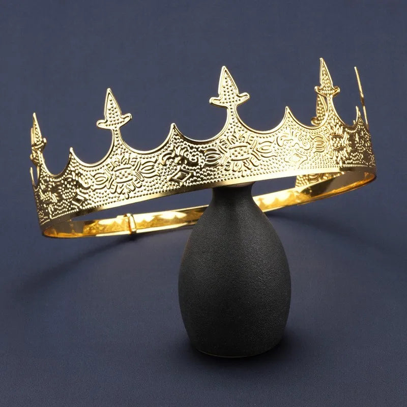 Royal Men's Round Crown Prince Crown Wedding Birthday Ball Party Halloween - product image 1