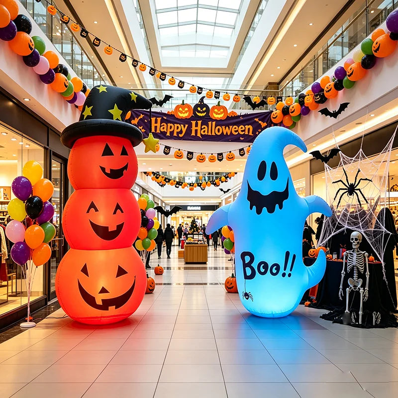 Pvc Inflatable Glowing Pumpkin Doll Suitable for Halloween, Halloween Inflatable Led Light-Up Ghost, - product image 3