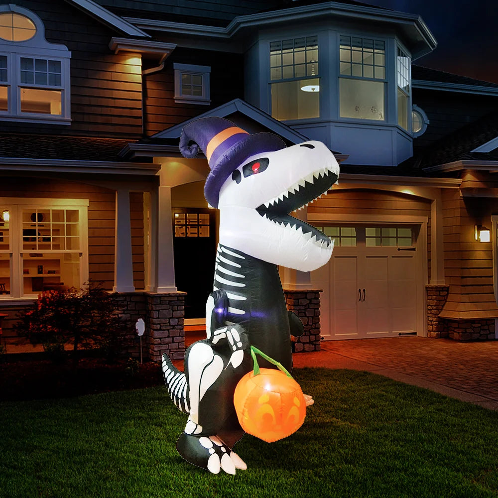 Skeleton Pumpkin Halloween Decoration - Inflatable - 8 FT Skeleton Dinosa - product image 2