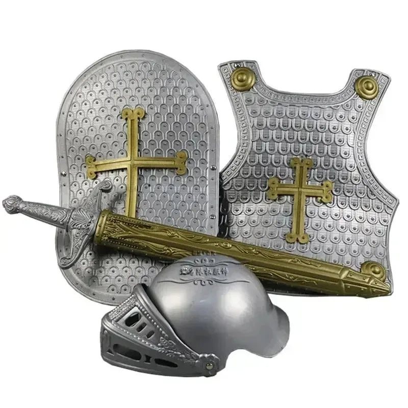 4pcs/set Kid Size Hero Knight/Gladiator Warrior Suit Armor Shield Sword Costume