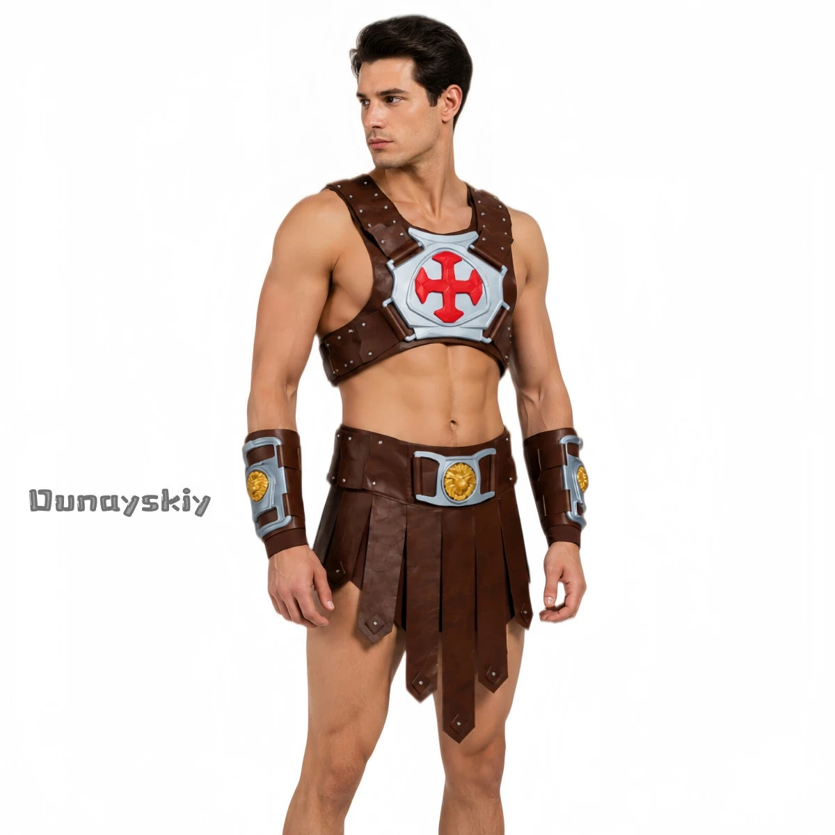 CR Cos%HeeMan Costume Movie Cartoon Masters Halloween Men's Roman Gladiator Costume - Costume wig / XXXL