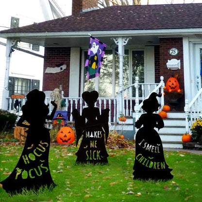 Halloween Iron Art Witch Signs Frame Silhouette Decor Carnival Home Decor Outdoor Garden Black Hocus Pocus Magic Witches Gifts