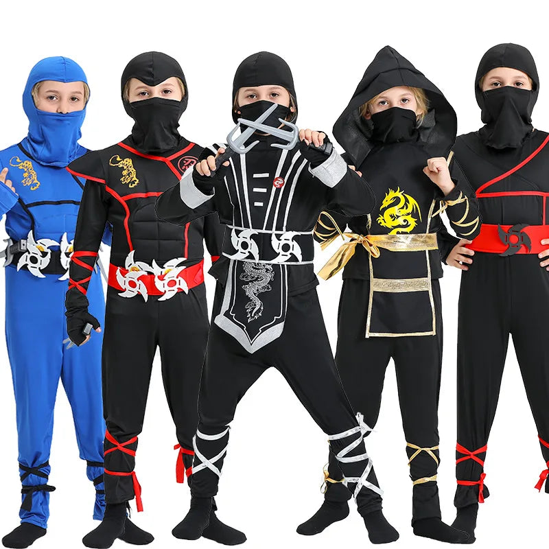 Girls' Boys' Ninja Cosplay Costume Halloween Carnival For Kids - view 2