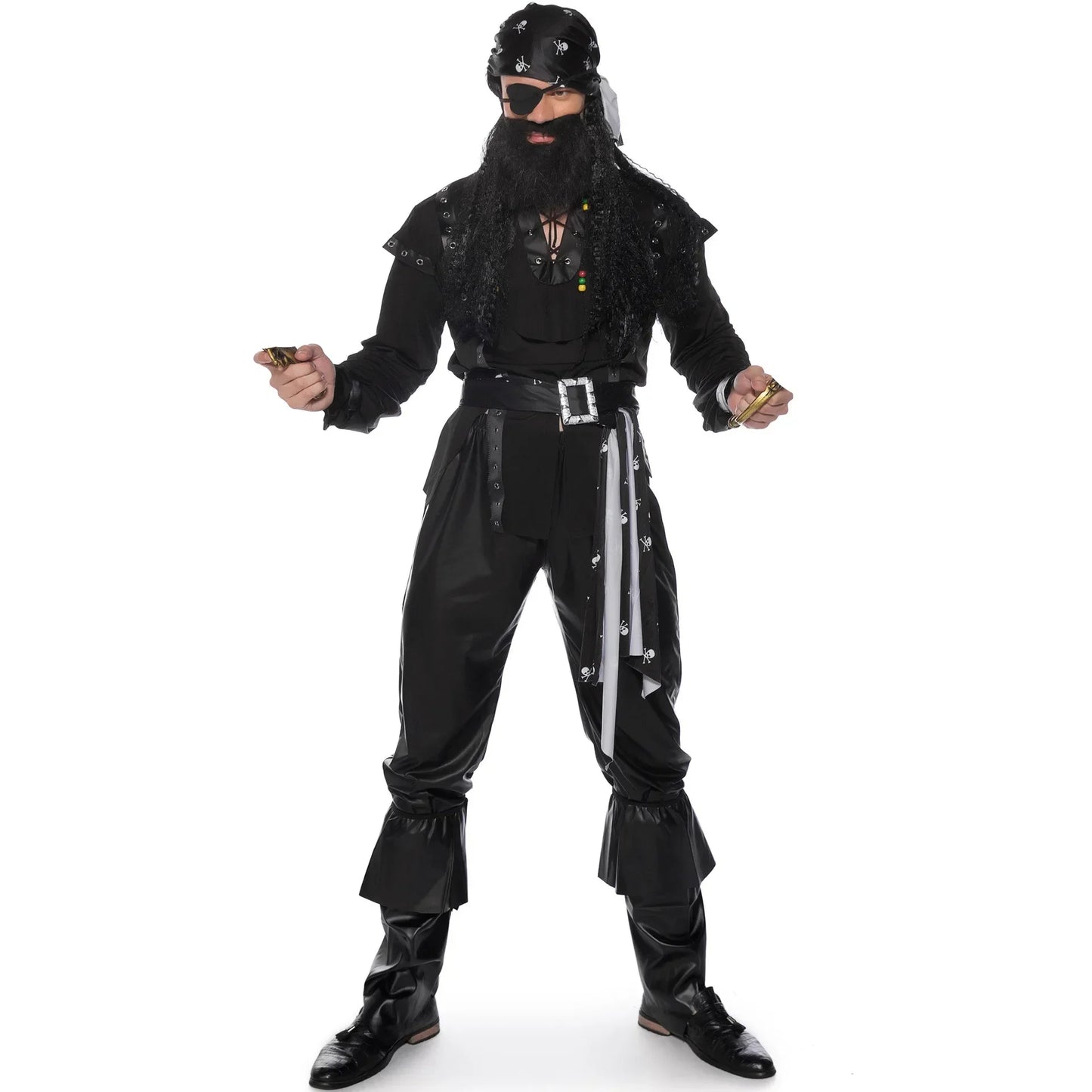 Halloween Medoeval Captain Pirate Costumes Adult Costume for Women Men Couples - women / M