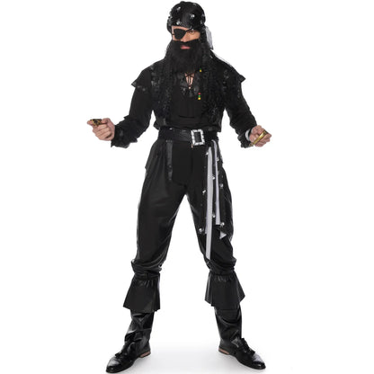 Halloween Medoeval Captain Pirate Costumes Adult Costume for Women Men Couples - women / M