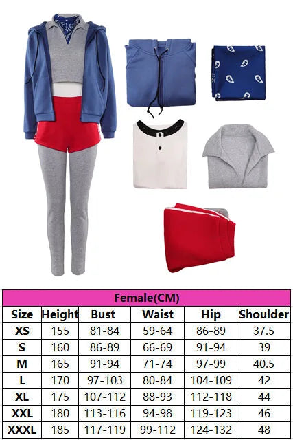 Retro Psychic Girl Cosplay Costume Season 5 Retro Psychic Girl Disguise Clothes Top Coat Shorts Scarf for