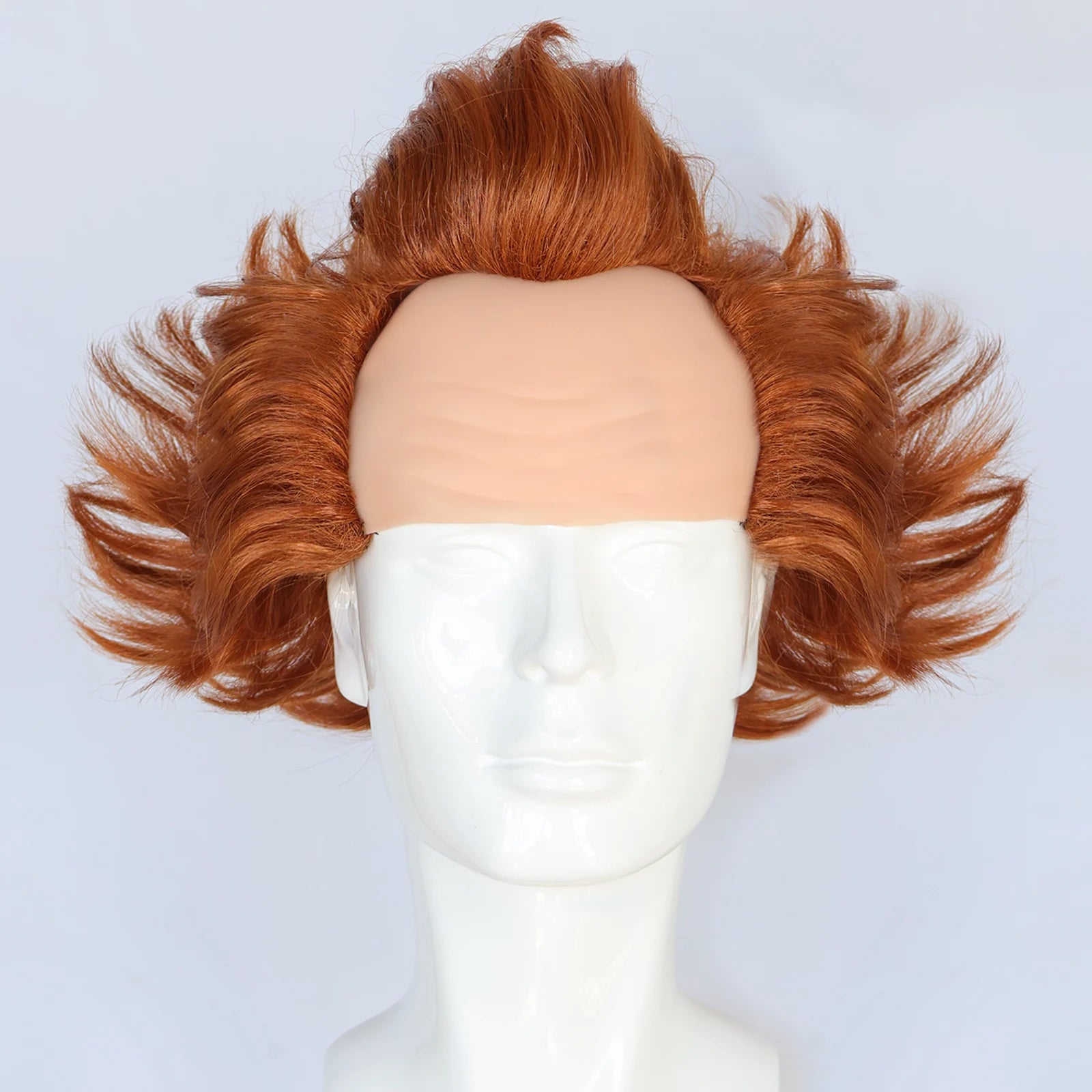 Synthetic Clown Wig for Halloween Cosplay -Orange Curly Hair with Realistic Bald Cap, Perfect for It Movie - product image 5