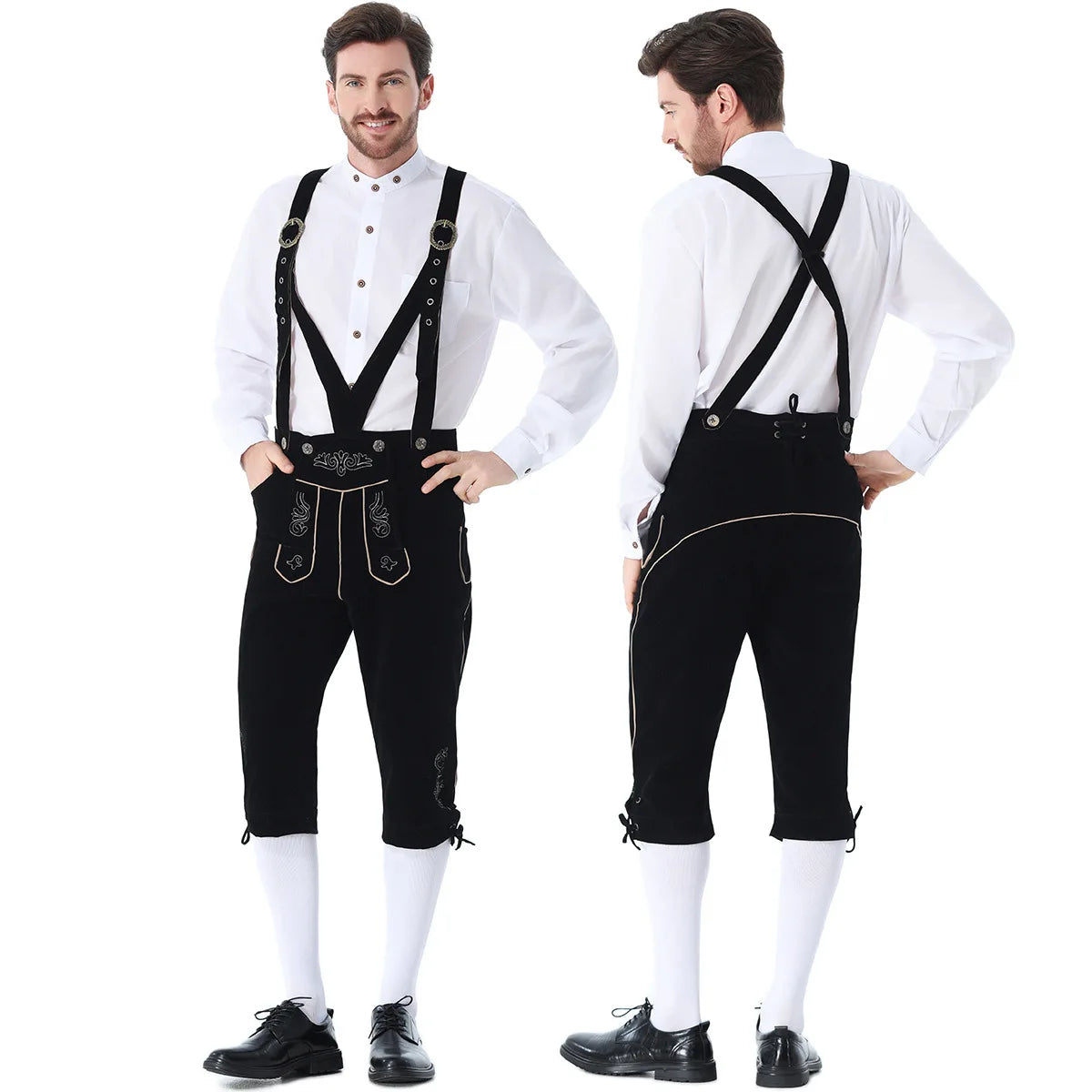 Costume Halloween Costume Outfit Adult Men's Bavarian German Beer Suspenders Short Sleeve - brown / XL