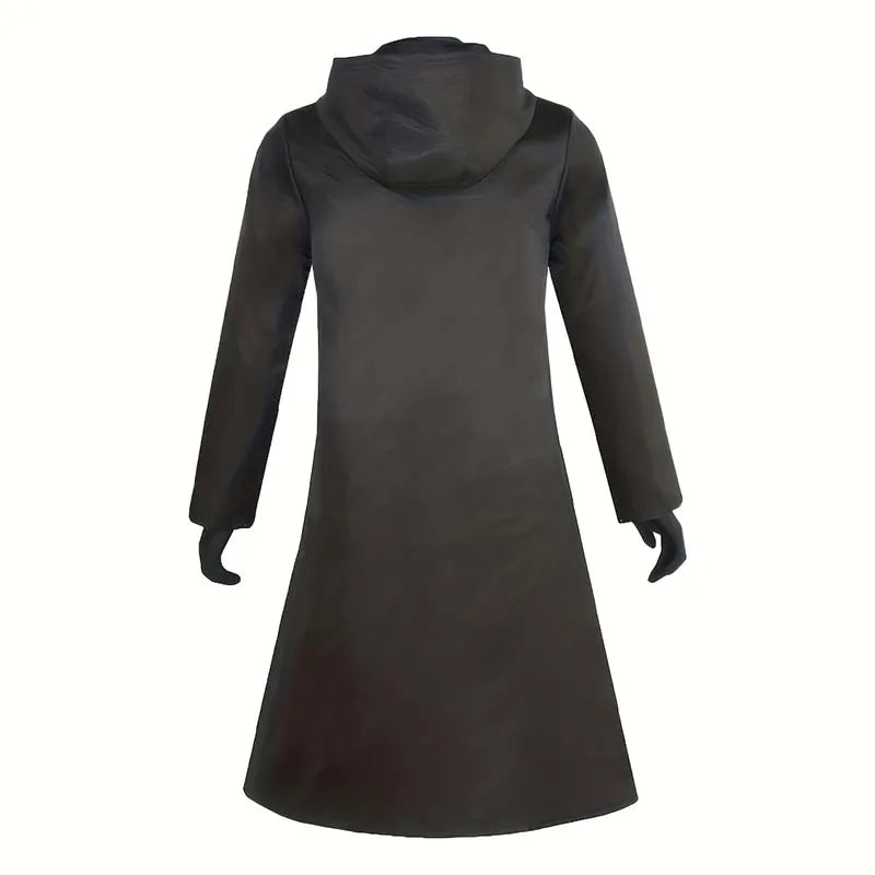 Adult Halloween Costume with Gloves Men Women Game Cape Medieval Black Hoodie Cloak - black / S(Length 116cm)