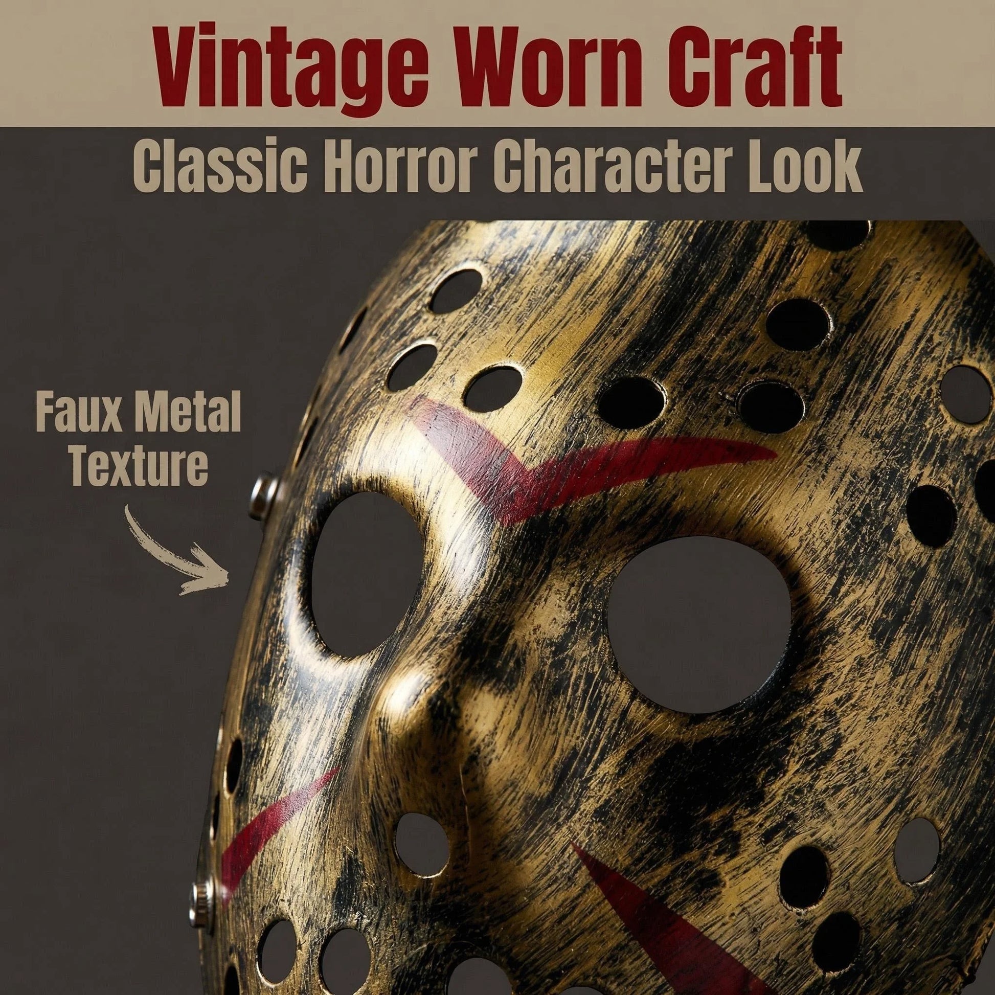 Horror Hockey Style Mask Scary Full Face Costume Mask for Adults Halloween Costume and - YELLOW