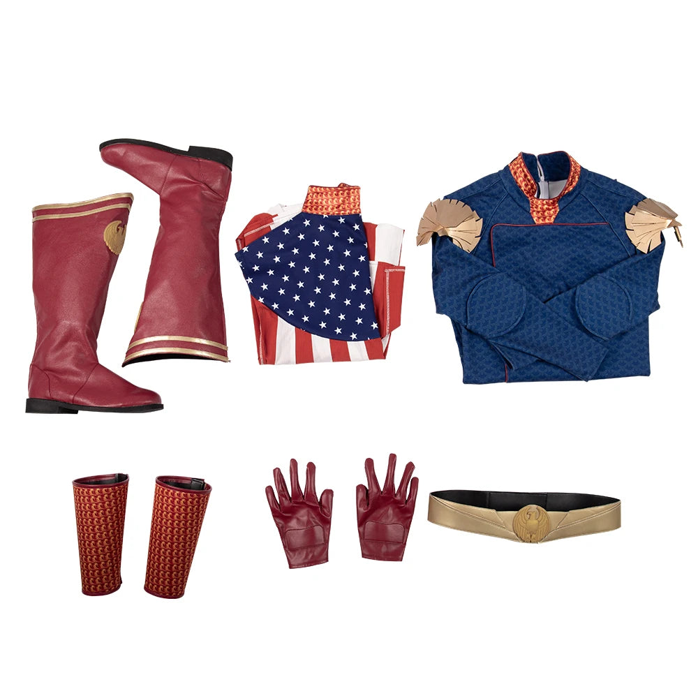 The Boys Homelander Cospaly Superhero Costume Adult Halloween Costumes Antony Starr - Jumpsuit Belt / M