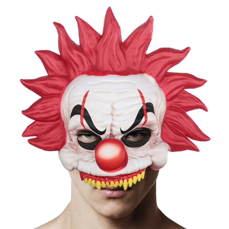 Halloween Evil Laughing Clown Mask Costume Scary Joker Half Face Masques Pharaoh of Egypt - red clown