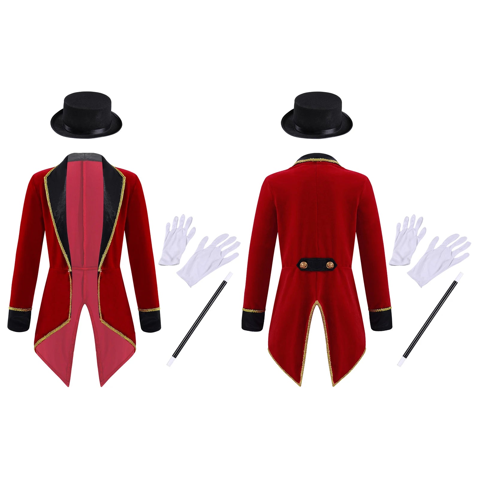 Kids Circus Ringmaster Halloween Costume Tailcoat