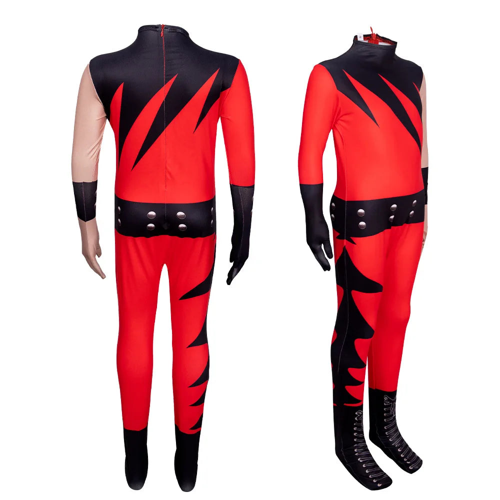 1997 Superstar Wrestler Costume Kids Inferno Wrestler Cosplay Halloween Suit Jumpsuit Bodysuit Mask