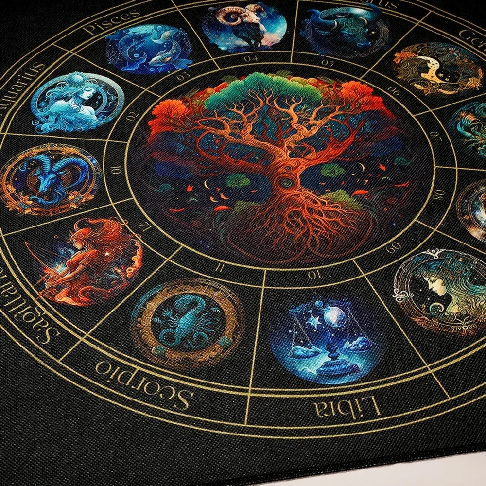 Zodiac Tree of Life Tarot Altar Cloth