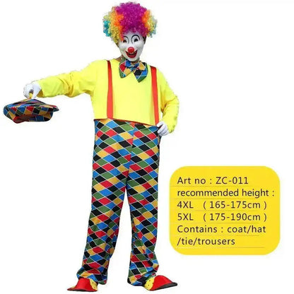 Adults Clown Costumes Joker Bodysuit for Men Magician Performance Fancy Halloween Outfits - Zc-012 / 5xl height175-190cm