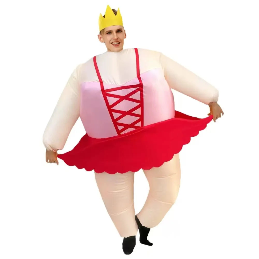 Adult Halloween Costume Handstand Clown Inflatable Costume Blow Up Pig Outfit Dress Ballet - Style L / Adult 59.1–76.8 in (150–195 cm)
