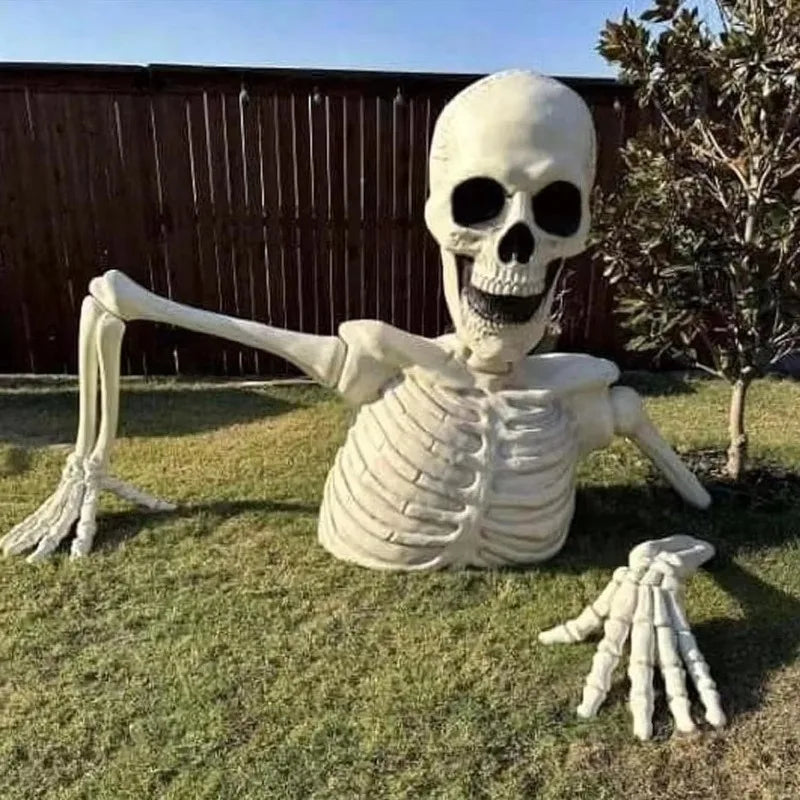 12 feet half-body big head skeleton ornament Halloween secret room set props Haunted houseOutdoor