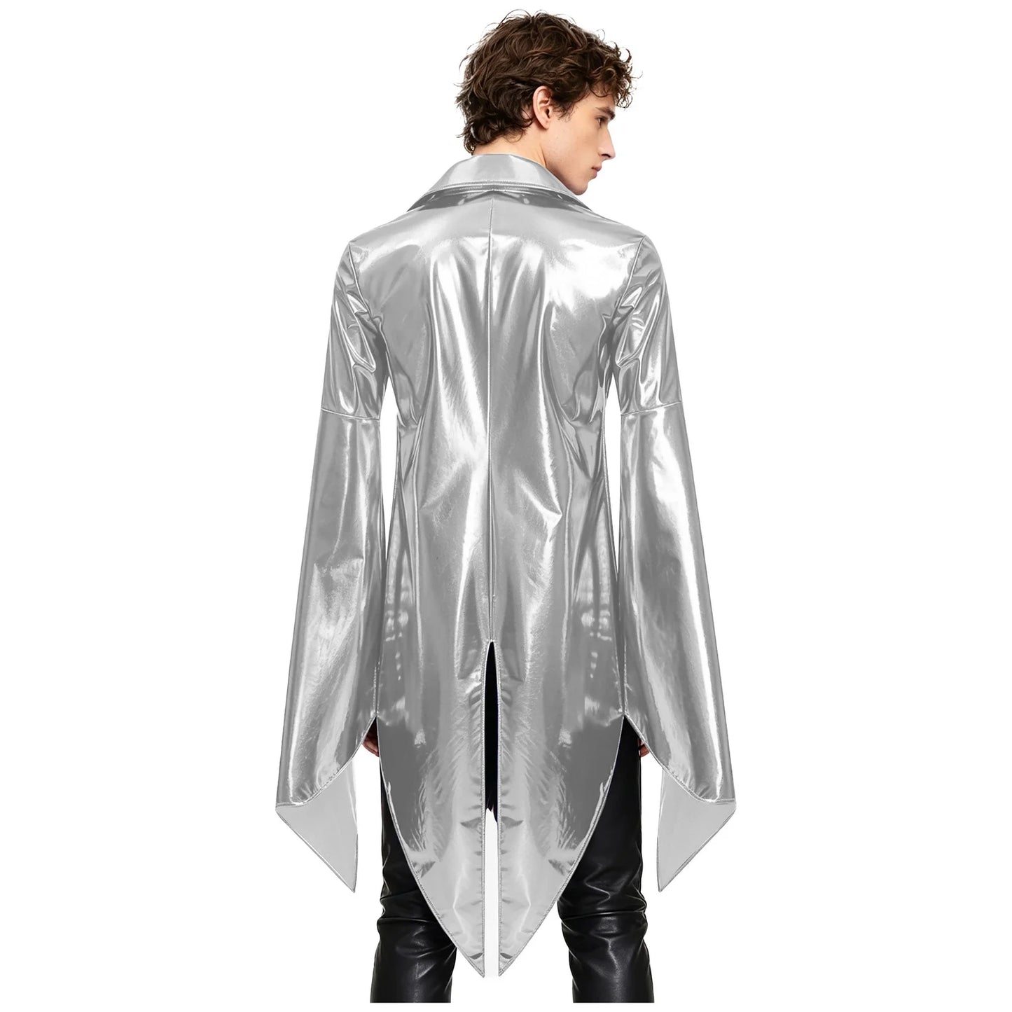 Men's Medieval Vampire Long Sleeve Steampunk Gothic Cloak Costume - alternate view 2