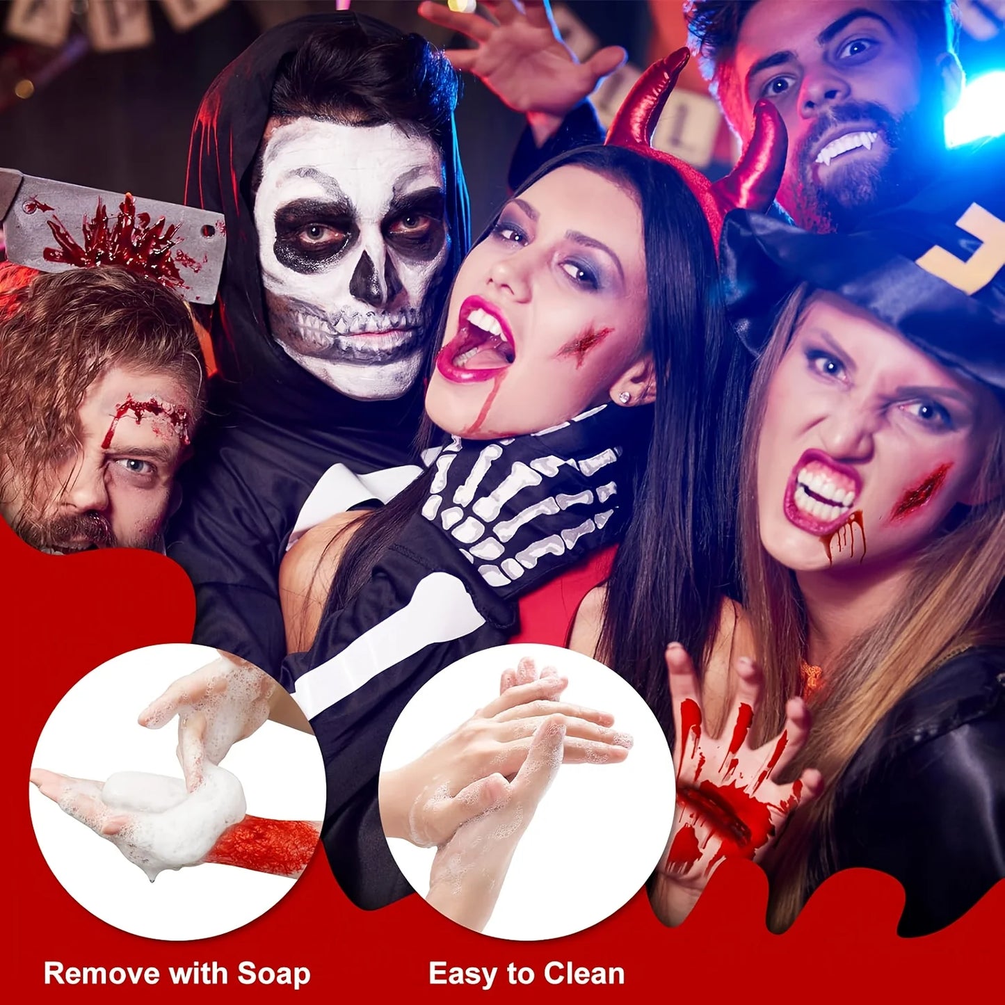 1pc Halloween Fake Blood Makeup Kit, Bright Red Coagulated Fake Blood Paste with Sponge, Realistic Artificial - product image 3