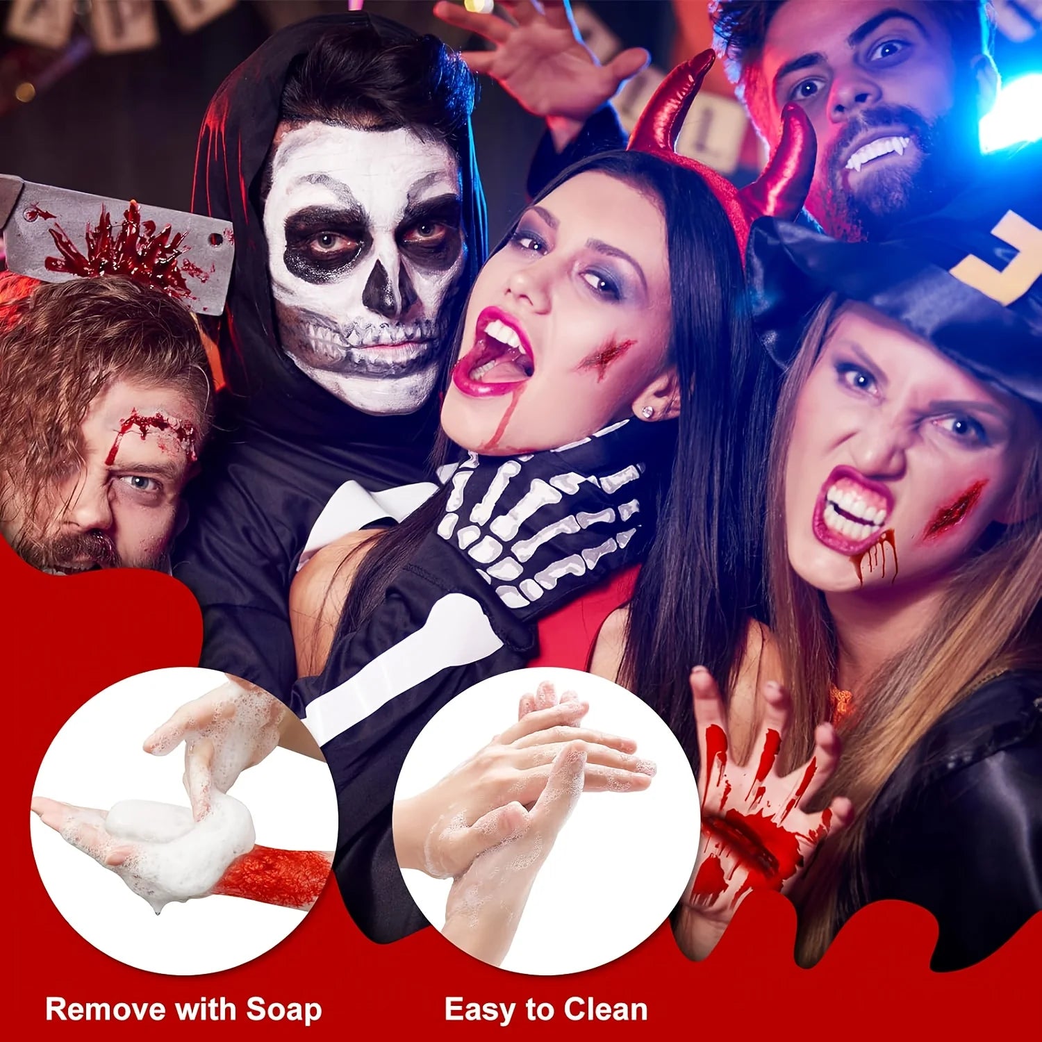 1pc Halloween Fake Blood Makeup Kit, Bright Red Coagulated Fake Blood Paste with Sponge, Realistic Artificial - product image 3