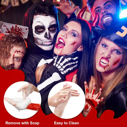 1pc Halloween Fake Blood Makeup Kit, Bright Red Coagulated Fake Blood Paste with Sponge, Realistic Artificial - product image 3