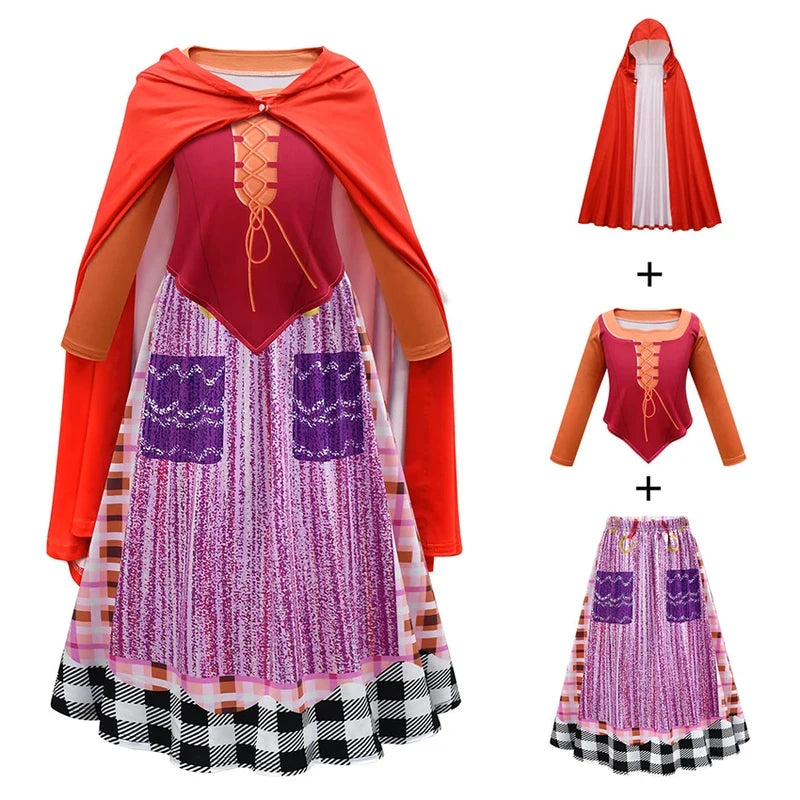 ❤️❤️❤️Hocus Pocus 2 Mary Sanderson Dress  Skirts Princess Lolita Cloak Halloween Costumes  Witch Cosplay Anime Suits Robe ❤️⭐️❤️