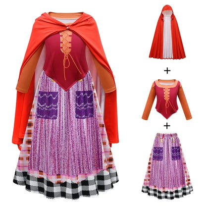 ❤️❤️❤️Hocus Pocus 2 Mary Sanderson Dress  Skirts Princess Lolita Cloak Halloween Costumes  Witch Cosplay Anime Suits Robe ❤️⭐️❤️