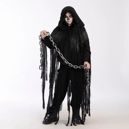 Adult Halloween Ghost Dementors Costume Horror Dilapidated Tassels Zombie Hooded Cape Day - View 8